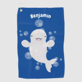 Cute beluga whale belbles cartoon afbeelding golfhanddoek (Voorkant)