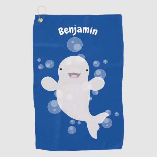 Cute beluga whale belbles cartoon afbeelding golfhanddoek (Voorkant)