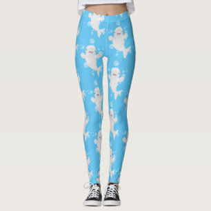 Cute beluga whale belbles cartoon afbeelding leggings