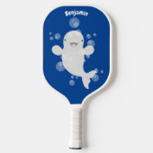 Cute beluga whale belbles cartoon afbeelding pickleball paddle (Achterkant)
