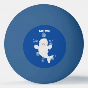 Cute beluga whale belbles cartoon afbeelding pingpongballen