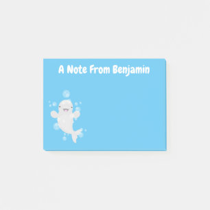 Cute beluga whale belbles cartoon afbeelding post-it® notes
