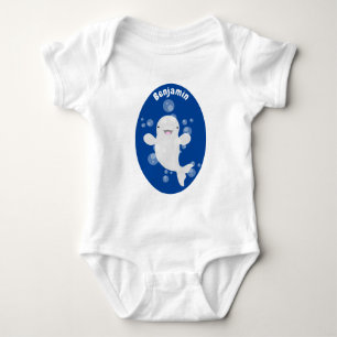 Cute beluga whale belbles cartoon afbeelding romper