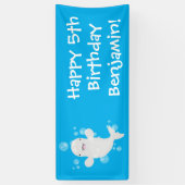 Cute beluga whale belbles cartoon afbeelding spandoek (Verticaal)