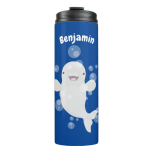 Cute beluga whale belbles cartoon afbeelding thermosbeker