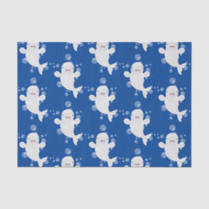 Cute beluga whale belbles cartoon afbeelding tissuepapier