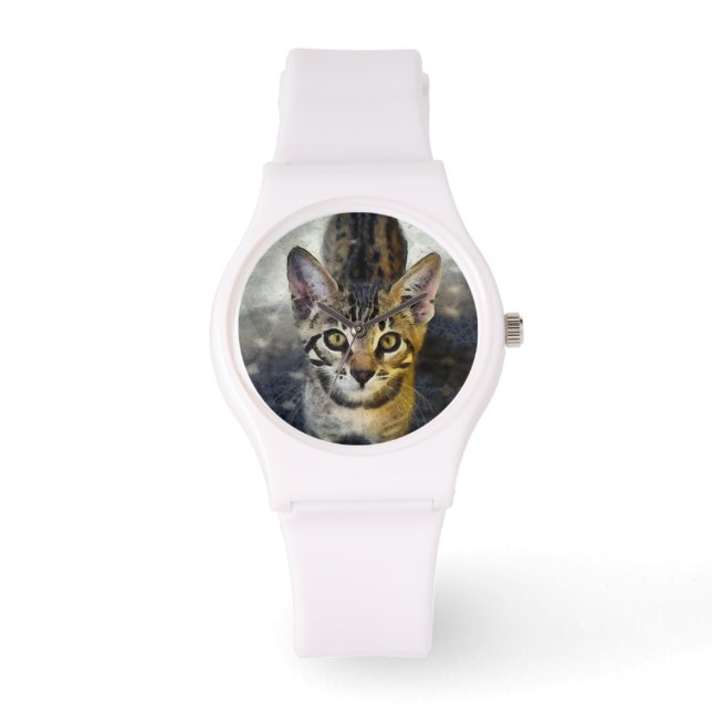 Cute Bengal Kat Horloge (Voorkant)