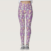 Cute Beren behandelen Pattern Violet Legging (Voorkant)