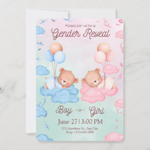 Cute Beren Geslacht Reveal Uitnodiging