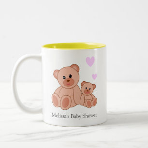Cute Beren & Harten op Witte Baby Shower Tweekleurige Koffiemok