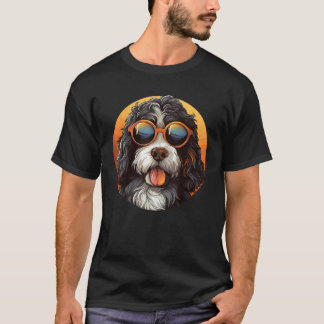 Cute Bernedoodle With Sunglasses Colorful Graphic  T-shirt