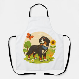 Cute Bernese Mountain Dog with Sunflower & Butterf Schort