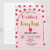Cute Berry First Arch invitation Kaart (Voorkant / Achterkant)