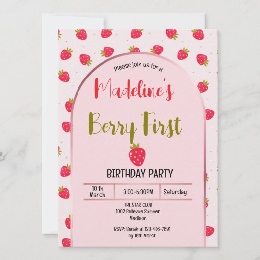 Cute Berry First Arch invitation Kaart (Voorkant)