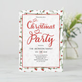 Cute Berry Pattern Calligraphy Christmas Party Kaart (Staand voorkant)
