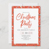Cute Berry Pattern Handwritten Christmas Party Kaart (Voorkant)