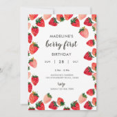 Cute Berry Première Invitation d'anniversaire (Devant)