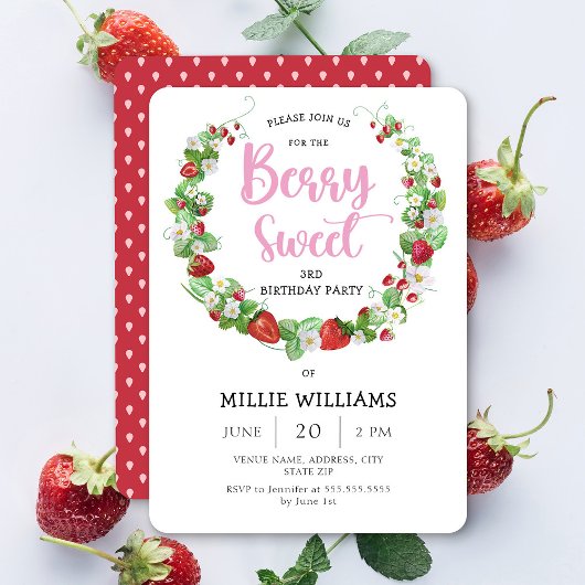 Cute Berry Sweet Anniversaire Fête Invitation