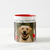 Cute Best Dog Mom Hearts 3 Photo Tweekleurige Koffiemok (Center)