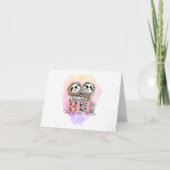 Cute Best Friend Forever Sloth Hug Monogram Kaart (Voorkant)