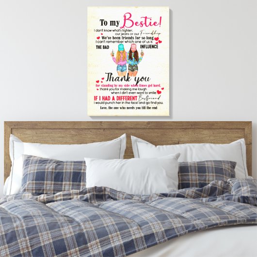 Cute Best Friend Gift, Funny Friendship Day Gifts Canvas Afdruk (Insitu (Slaapkamer))