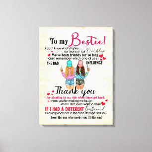 Cute Best Friend Gift, Funny Friendship Day Gifts Canvas Afdruk