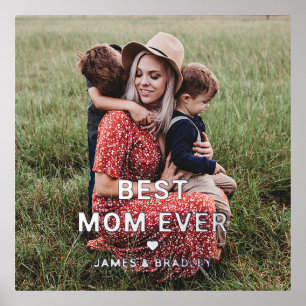 Cute BEST MOM EVER Heart Moederdag Photo Folie Afdrukken