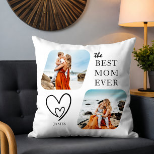 Cute BEST MOM EVER Heart Moederdag Photo Kussen