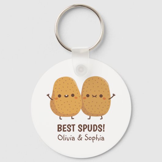 Cute Best Spuds Best Buds Funny Potates Pun Sleutelhanger (Voorkant)