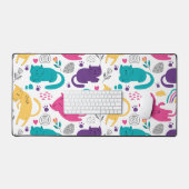 Cute bête caricature chats et fleurs motif (Clavier et souris)