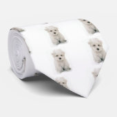 Cute Bichon Frise Mannen Necktie Stropdas (Opgerold)