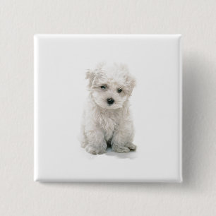 Cute Bichon Frise Square Pin Vierkante Button 5,1 Cm