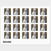 Cute Bichon Frisé Wearing Glasses Vierkante Sticker (Vel)