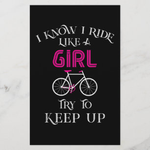 Cute Bicycle Bike Woman Girl Vrouw Briefpapier