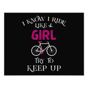 Cute Bicycle Bike Woman Girl Vrouw Foto Afdruk