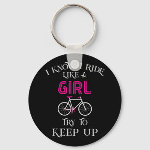 Cute Bicycle Bike Woman Girl Vrouw Sleutelhanger