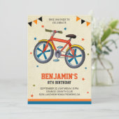 Cute Bicycle Kinderen Uitnodiging op feestdag (Staand voorkant)