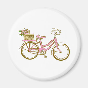 Cute Bicycle met Tulips Magneet