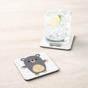 Cute Big Blue Cartoon Beer Onderzetters set