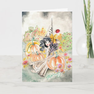 Cute Big Eye Girl Art Kaart