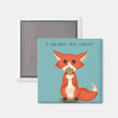 Cute Big Eyed Fox die een koekje eet Magneet (Voorkant / Achterkant)