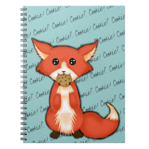 Cute Big Eyed Fox die een koekje eet Notitieboek