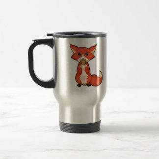 Cute Big Eyed Fox die een koekje eet Reisbeker
