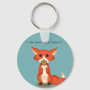 Cute Big Eyed Fox die een koekje eet Sleutelhanger