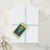 Cute Big-Eyed glimlach Cactus in Red Sombrero Cadeaulabel (Met Touw)