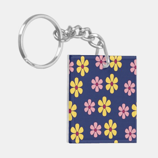 Cute big flower patroon sleutelhanger (Voorkant Links)