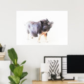Cute Big Pig Boerderij Style Art Poster (Thuiskantoor)