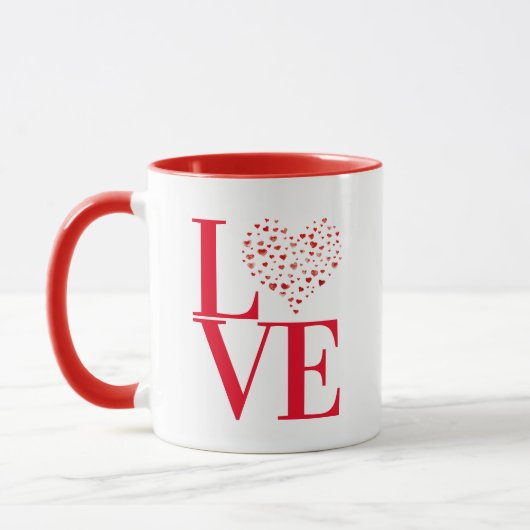 Cute Big Red Love Hearts Valentine's Day Mug (Gauche)