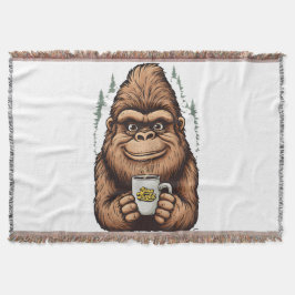 Cute Bigfoot Drinking Coffee Funny Sasquatch Deken