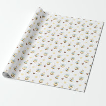 Cute Bijen & Harten Cadeaupapier